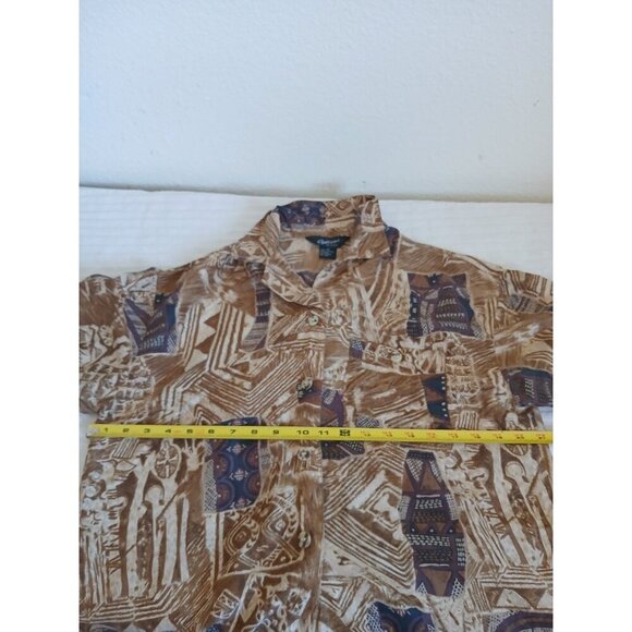 Options Melarose Womens Blouse Shirt Button Up Collared 100% Silk Short Sleeve - Picture 12 of 15